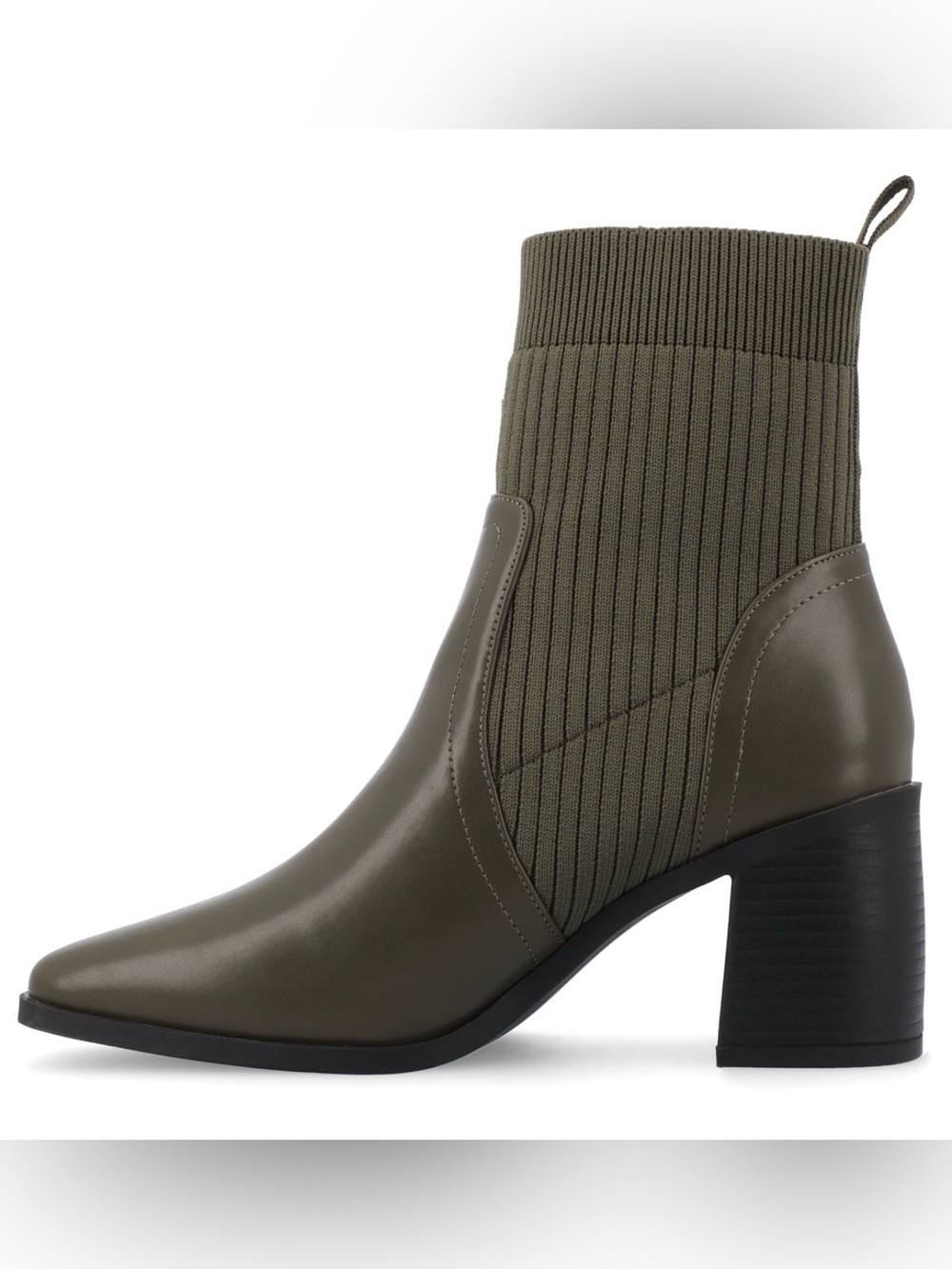 🖤🖤 Journee Collection Olive Women's Harlowe Chelsea Knit Block Heel Booties - Picture 2 of 8